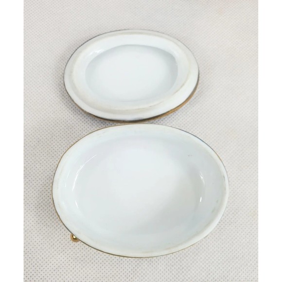 Lot of 3 Porcelain Trinket Boxes Pink Flowers Red Roses Purple Flowers Gold Trim - Picture 5 of 11